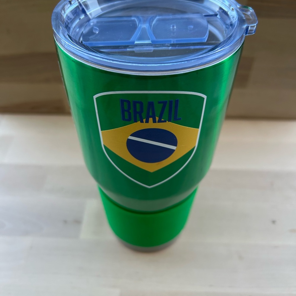 Logo Brands Brazil 30oz Gameday Tumbler Stainless Steel Green Insulated Cup NEW